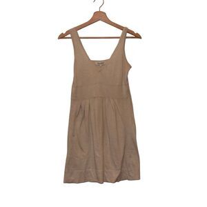 Saville Row Tan Cotton Blend Sleeveless V Neck Tank Mini Dress Women's Size S